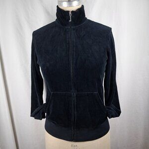 Vtg Juicy Couture Large/40 Black Velvet Zip-up Jacket Coat Made in America